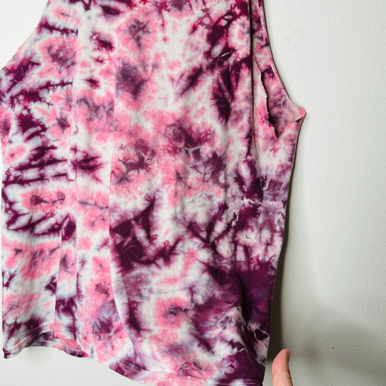 Hanes Sleeveless Cropped Cut Out Plum & Pink Cream Tie Dye Top S Size S / US 4 / IT 40 - 5 Thumbnail