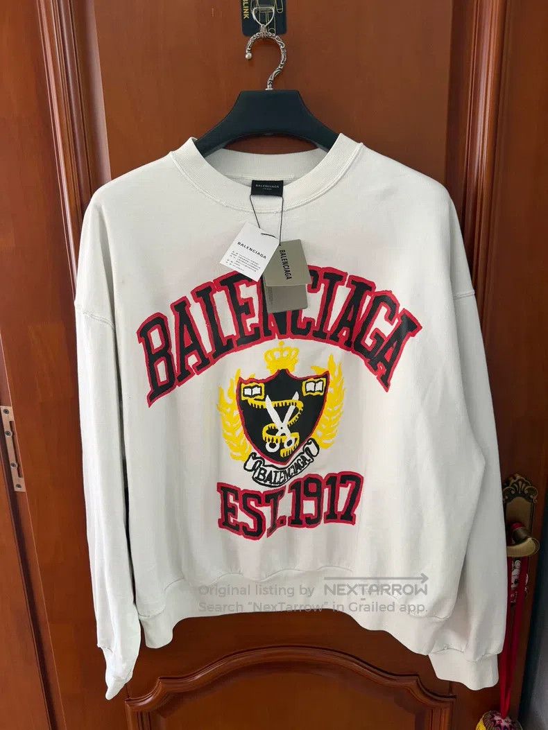 Balenciaga Balenciaga White Scissors Wheat Logo Sweatshirt Size US L / EU 52-54 / 3 - 1 Thumbnail