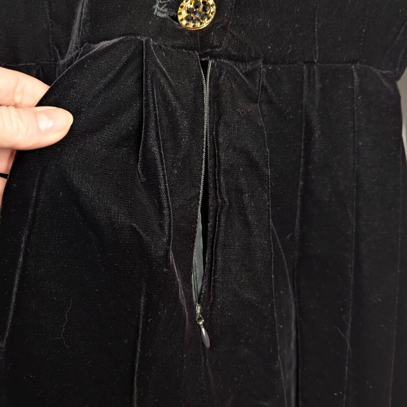 Vintage Be Art By Esquire Vintage 90's Black Velvet Dress Collared Size S / US 4 / IT 40 - 6 Thumbnail