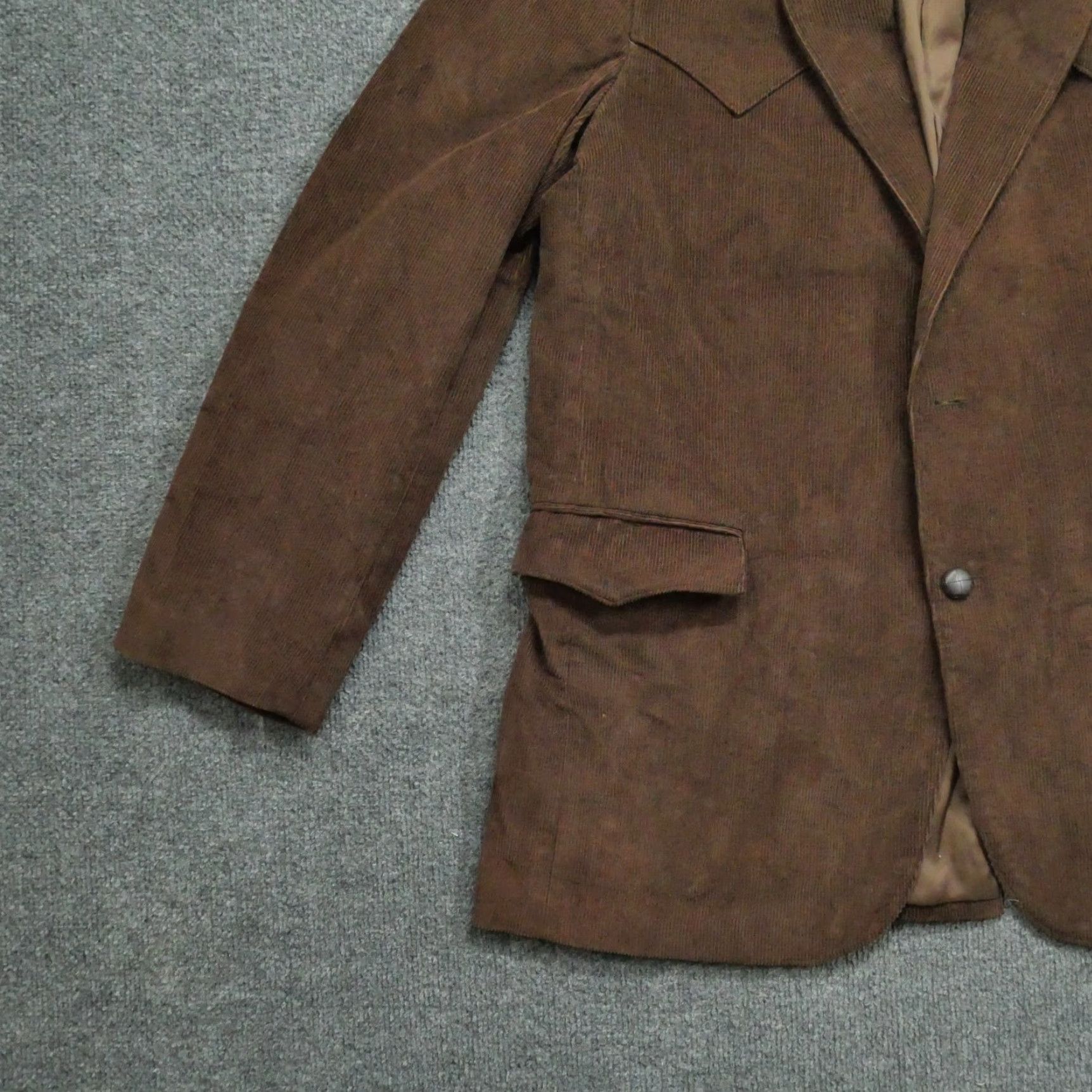 Vintage Circle S Blazer Mens 44 L Long Brown Corduroy Elbow Pads Western Country Jacket Size 44R - 4 Thumbnail