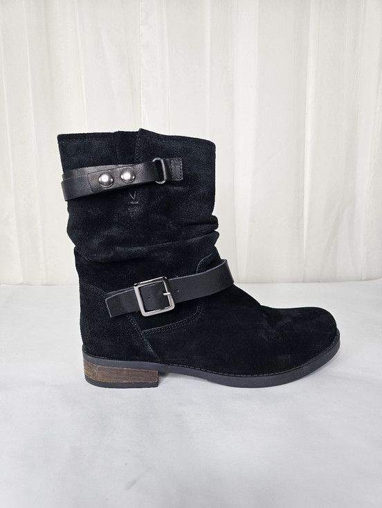 Other Eric Michael Black Suede Slouchy Boots Boho Moto Booties Size US 11 / IT 41 - 1 Thumbnail