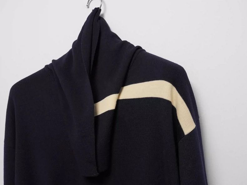 Yohji Yamamoto Yohji Yamamoto 1980ss navy neck wool sweater 2505-Nextarrow Size US M / EU 48-50 / 2 - 4 Thumbnail