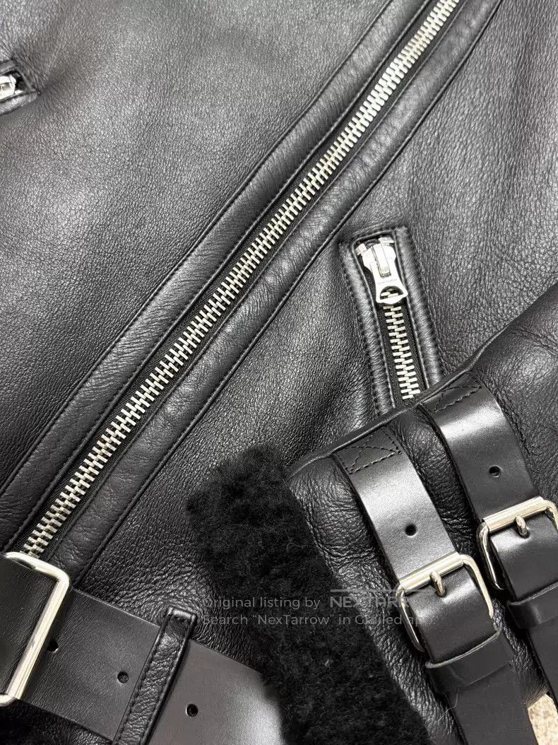 Acne Studios Acne Studios Black Long Sleeve Leather Jacket with Fur Lin Size XXS / US 00 / IT 34 - 4 Thumbnail