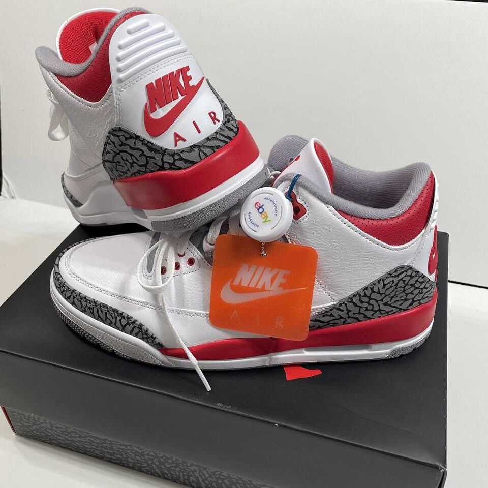 image of Nike Jordan 3 Low Retro Fire Red Size 9.5 Shoes in Red White, Men's