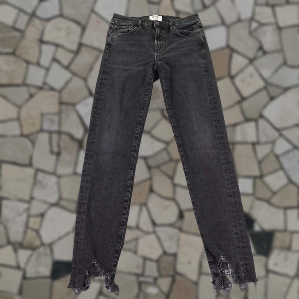 Agolde VINTAGE AGOLDE Jeans Womens 28 Black Denim Sophie High Rise Skinny Fray Stretch Pants Regular Rise Stonewashed Dark Denim Women Jeans Size 26" / US 2 / IT 38 - 1 Thumbnail