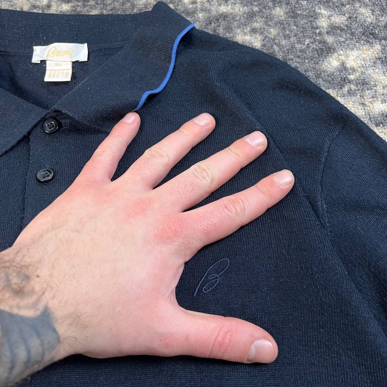 Brioni Brioni Mini Logo Archive Y2K Luxury Wool Rugby Sweater Size US XL / EU 56 / 4 - 4 Thumbnail