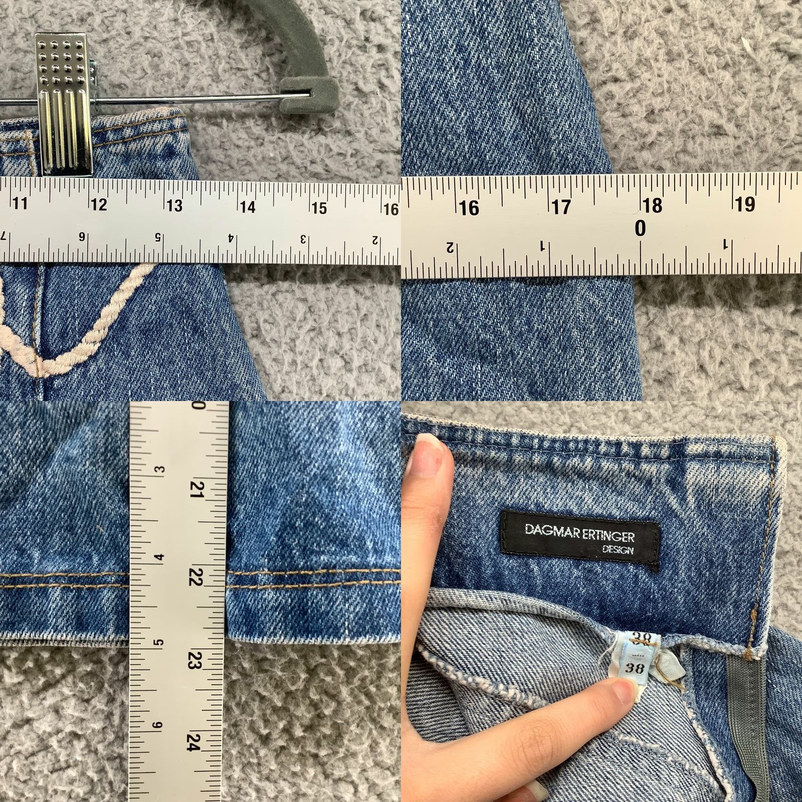 Denime VINTAGE Dagmar Ertinger Jean Pencil Skirt Size 27 or 4 Tassel Embroidered Denim Shirt? Size 27" / US 4 / IT 40 - 8 Thumbnail
