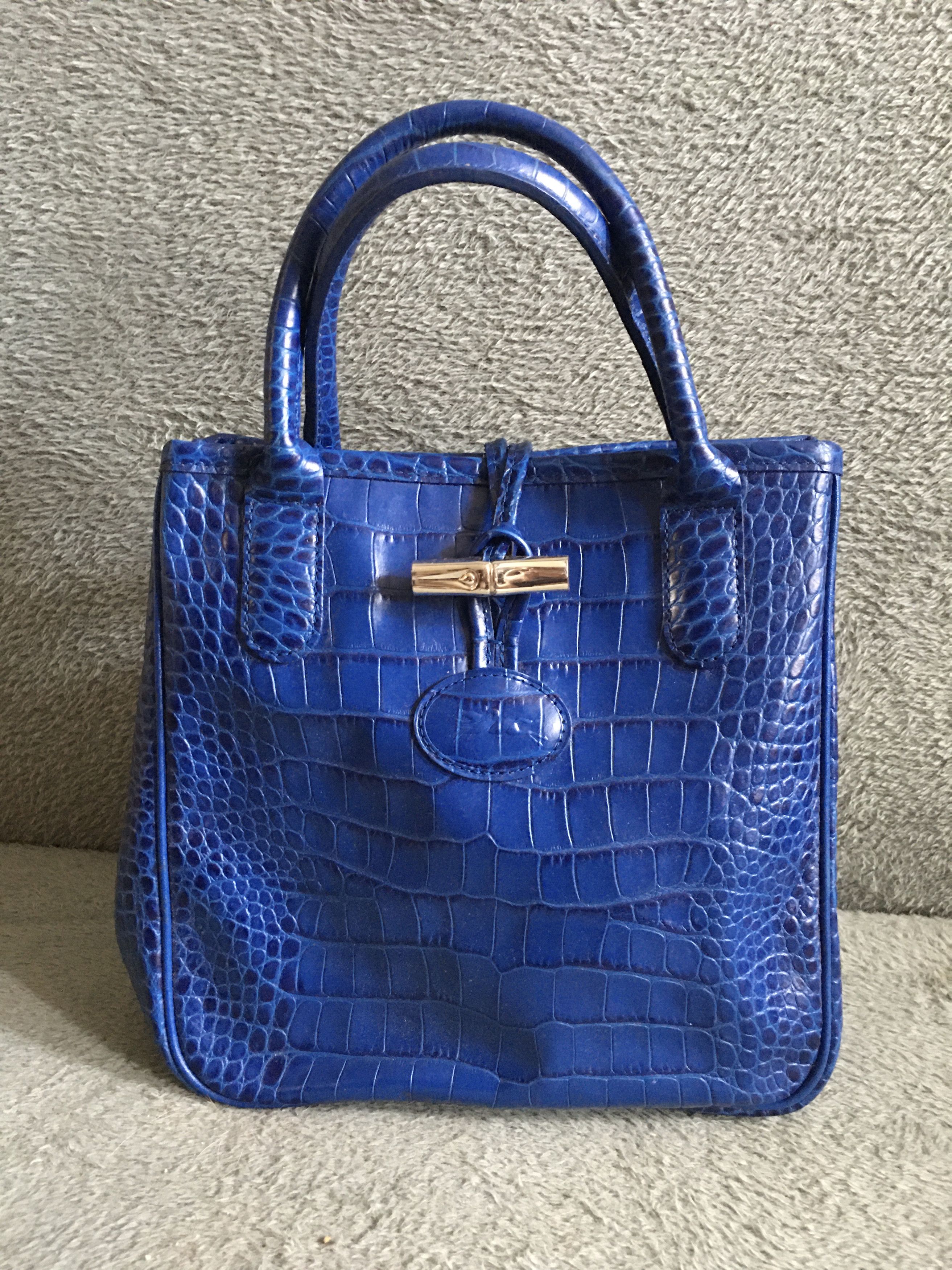 Longchamp LONGCHAMP Roseau Crocodile Embossed Leather Bag Handbag Size ONE SIZE - 1 Thumbnail