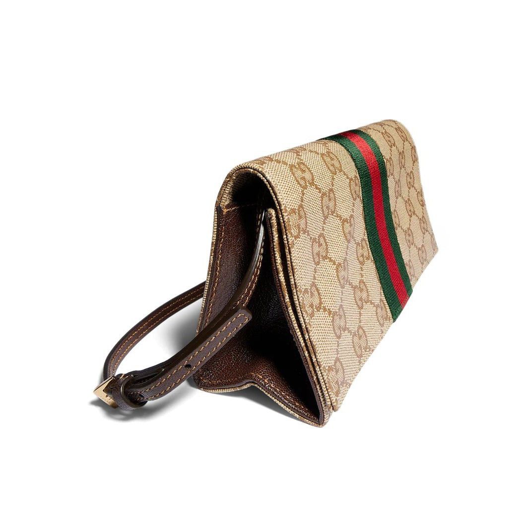 Gucci GUCCI $980 Sand/Brown Small Web Pouch New & Authentic Size ONE SIZE - 2 Thumbnail