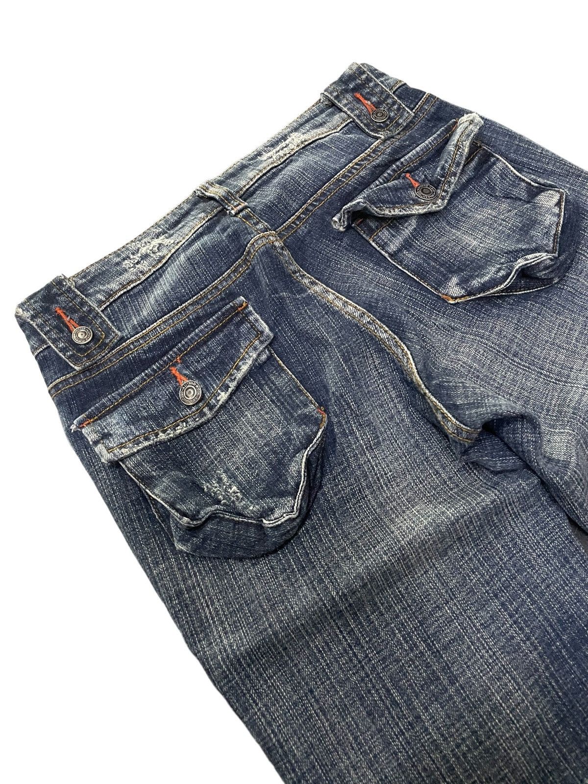 If Six Was Nine × Le Grande Bleu (L.G.B.) Camel Road Japan Bush Pocket Flared Stacked Denim Pants Size US 28 / EU 44 - 13 Thumbnail