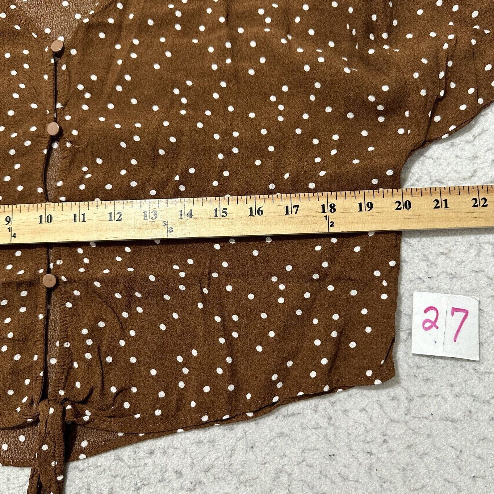 Forever 21 Forever 21 Medium Brown White Polka Dot V-Neck Blouse Size M / US 6-8 / IT 42-44 - 8 Thumbnail