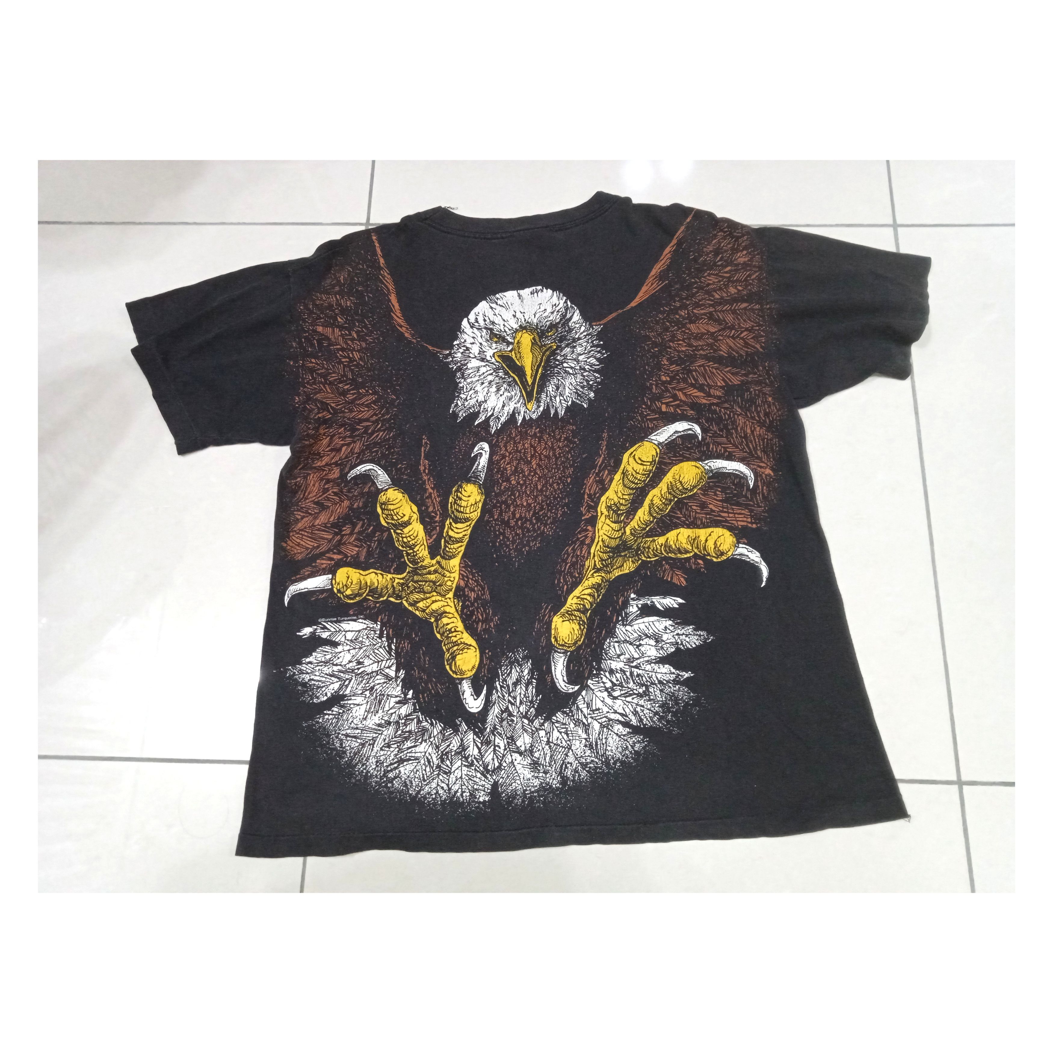 Vintage Vintage 90s Eagle AOP T Shirt Travis Scott LaFlame Size US L / EU 52-54 / 3 - 2 Thumbnail