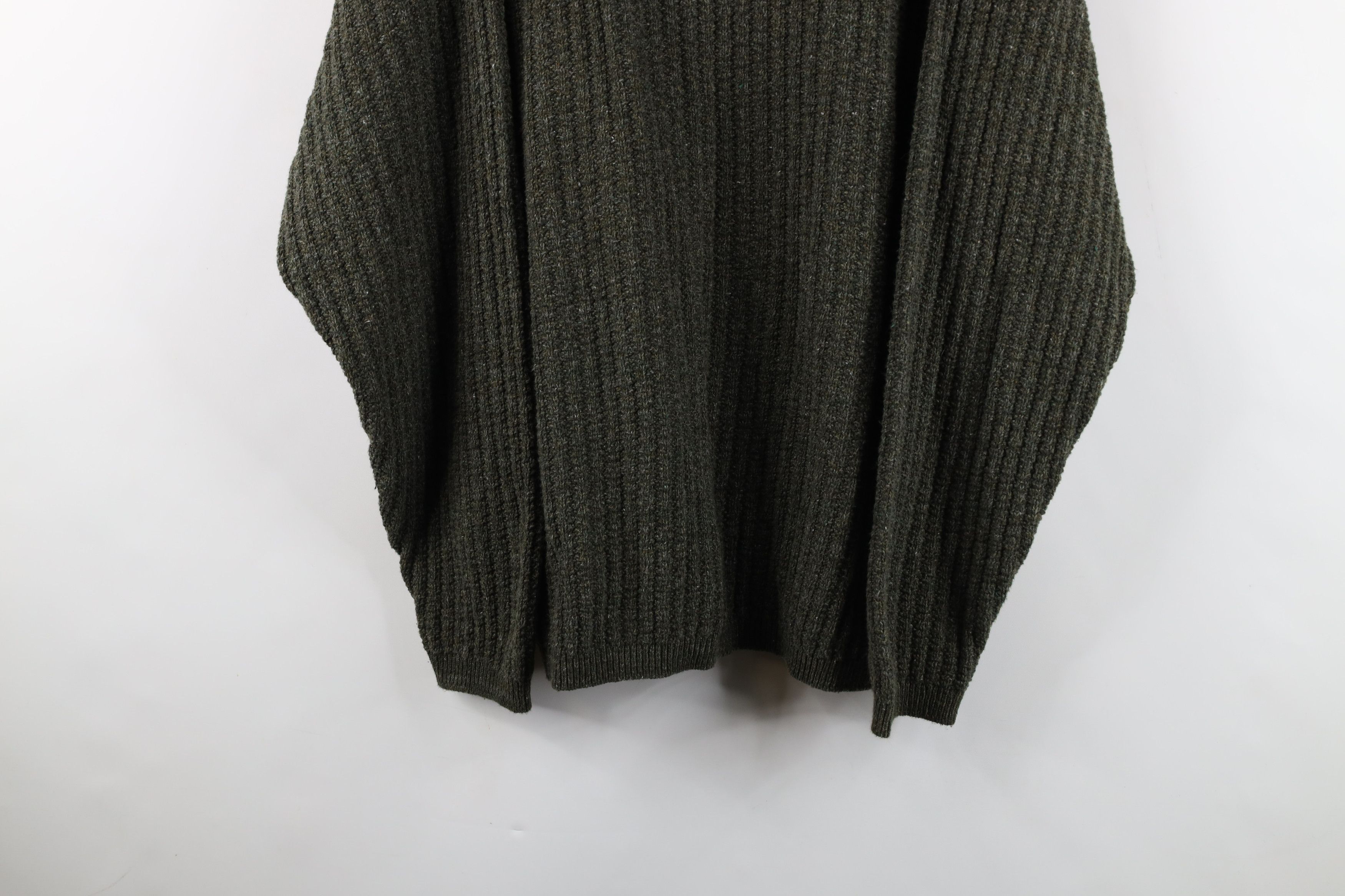 Vintage Vintage 90s Streetwear Ribbed Knit Henley Sweater Green USA Size US L / EU 52-54 / 3 - 3 Thumbnail