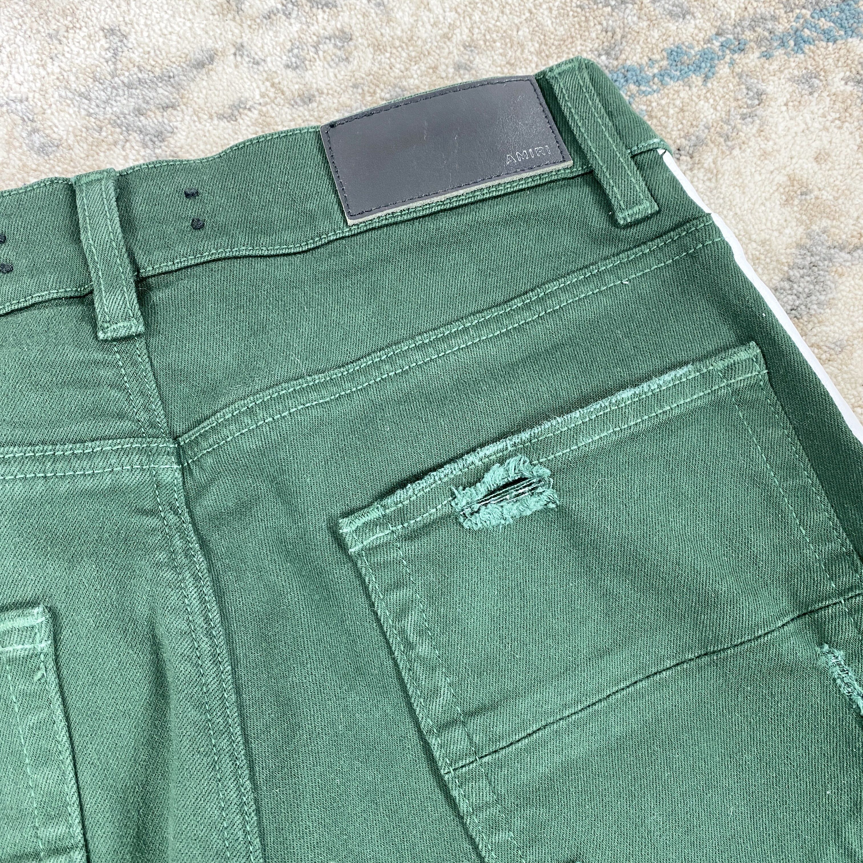 Amiri Amiri Track Stack Striped Skinny Fit Jeans In Green RRP £760 Size US 31 - 4 Thumbnail