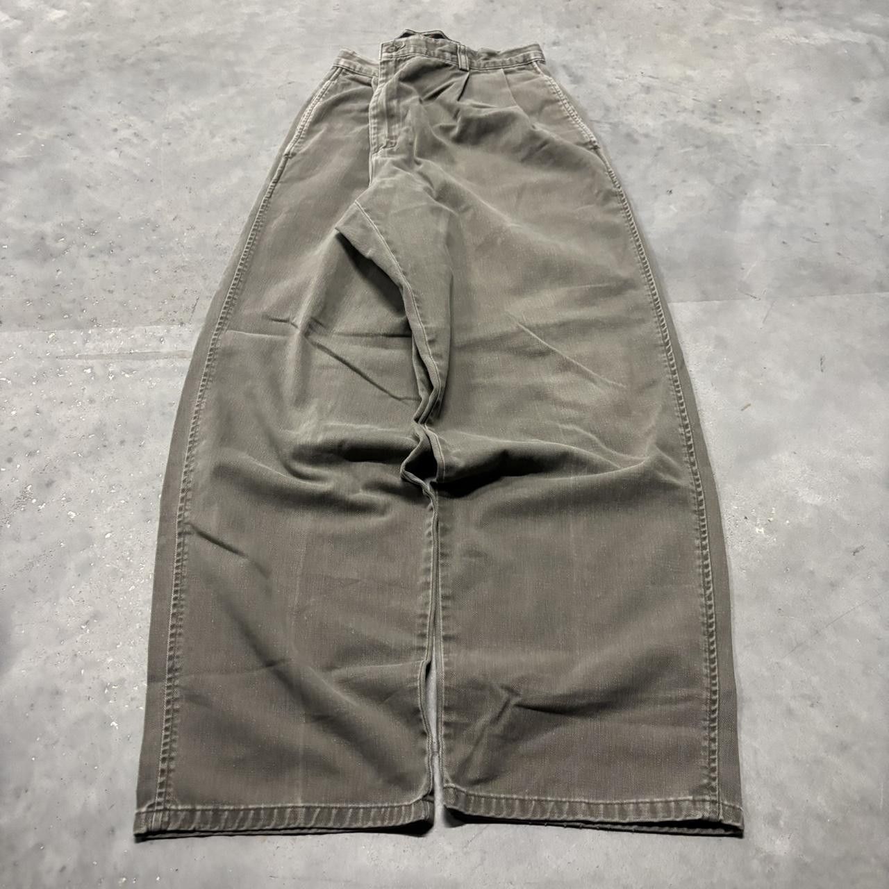 Japanese Brand × Vintage Crazy Vintage Y2K/2000s Faded Khaki Brown Essential Casual Pants! Size US 33 - 3 Thumbnail