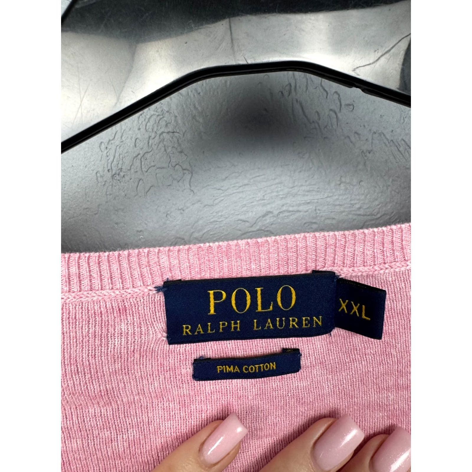 Polo Ralph Lauren Polo Ralph Lauren Mens V-neck Sweater XXL Pullover Cotton Pink Logo Size US XXL / EU 58 / 5 - 4 Thumbnail