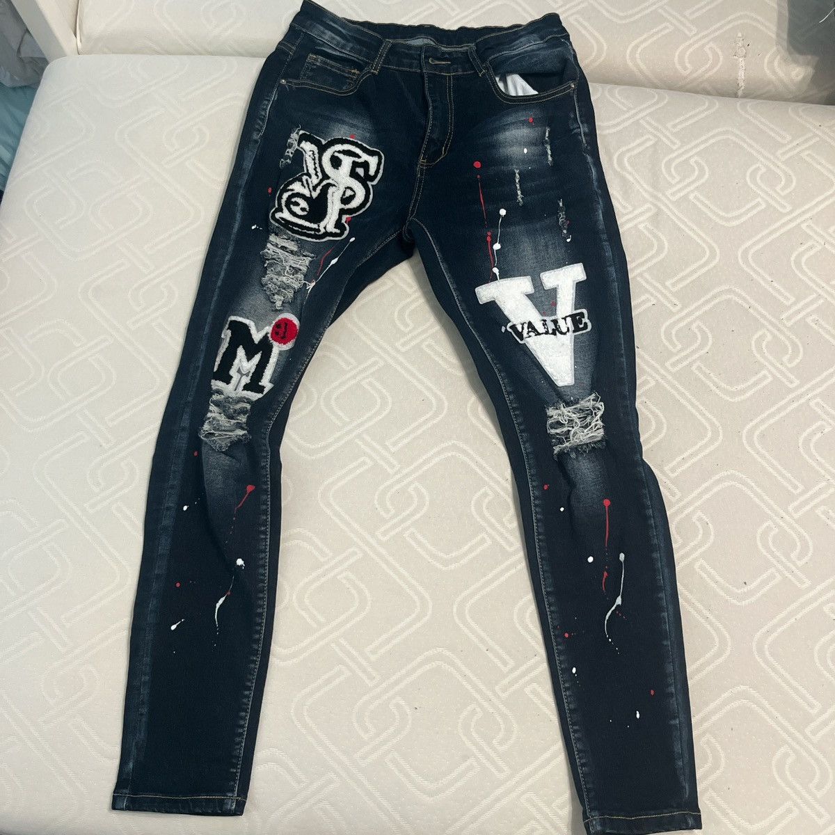 Other × Vintage Embroidered skinny jeans with prints Size US 30 / EU 46 - 1 Thumbnail