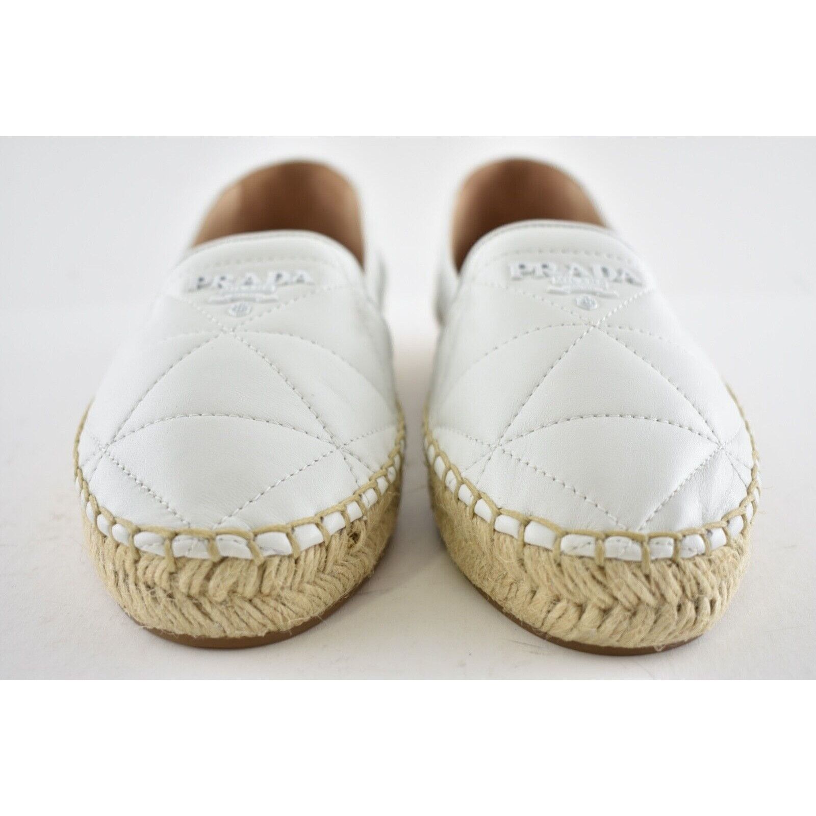 Prada Prada Bianco White Nappa Leather Tonal Logo Slip On Size US 7.5 / IT 37.5 - 5 Thumbnail