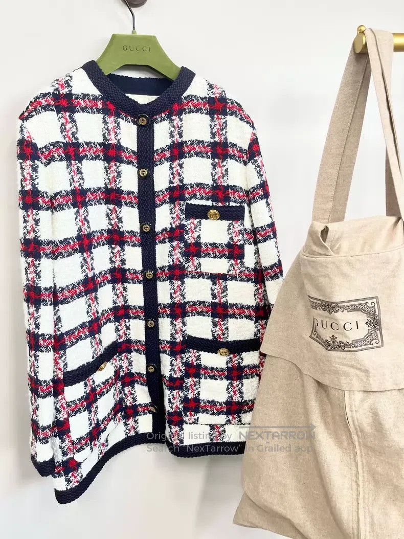 Gucci Gucci Patterned plaid tweed gold buckle jacket Size XS / US 0-2 / IT 36-38 - 5 Thumbnail