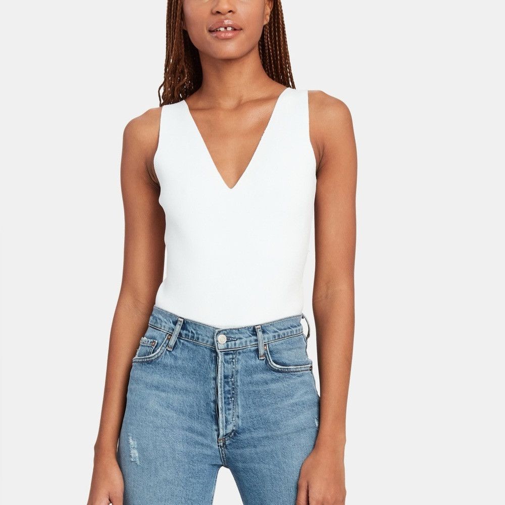A.L.C. A.L.C Iris Thong Bodysuit White Deep V Tailored Fit Size M / US 6-8 / IT 42-44 - 1 Thumbnail