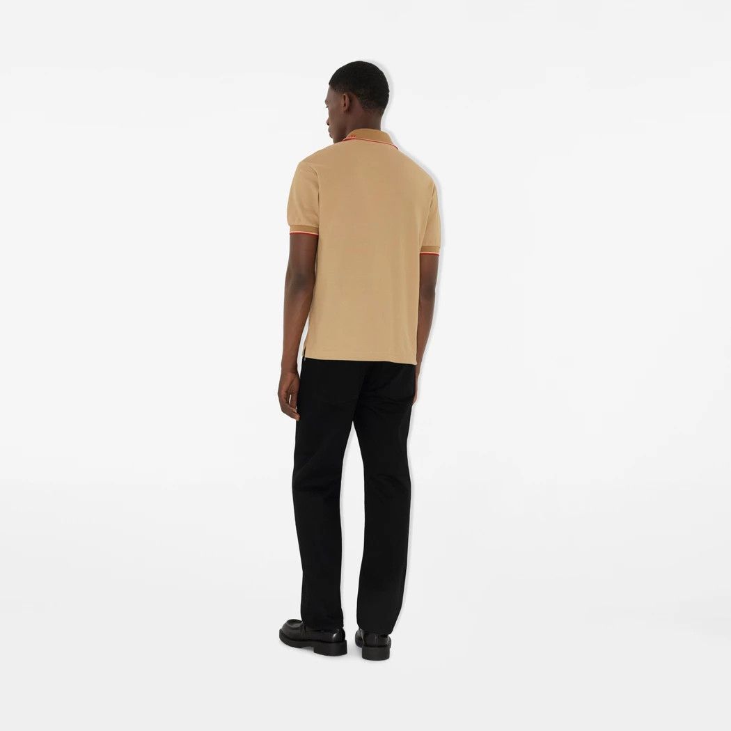 Burberry os11x0526 Logo Collar Cotton Polo Shirt in Beige Size US S / EU 44-46 / 1 - 4 Thumbnail