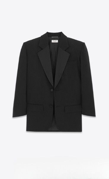 Saint Laurent Paris o1la1rc1a1225 787515 Oversized Tuxedo Jacket in Black Size US L / EU 52-54 / 3 - 2 Thumbnail