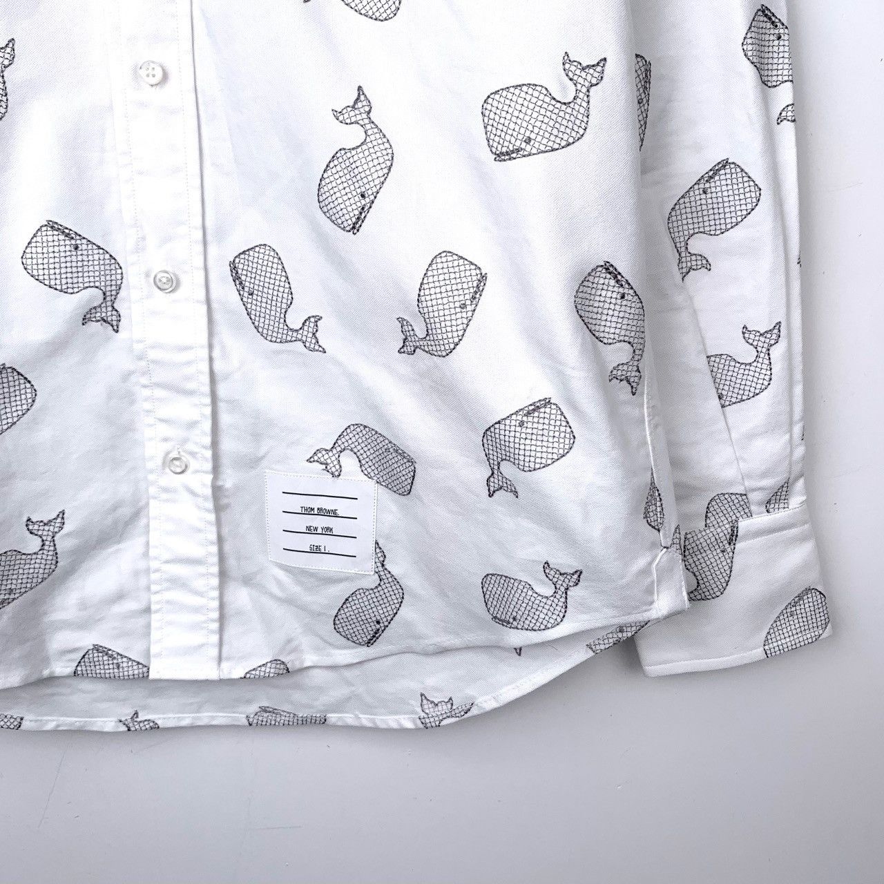 Thom Browne Thom Browne Whale Embroidered Print White Cotton Lapel Shirt Size US S / EU 44-46 / 1 - 4 Thumbnail