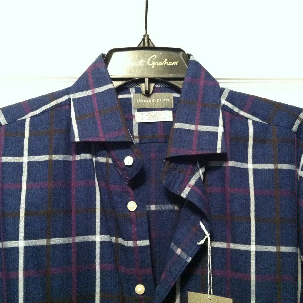 Thomas Dean THOMAS DEAN MENS NEW NAVY 100%COTTON CASUAL SHIRT SIZE: M Size US M / EU 48-50 / 2 - 1 Thumbnail