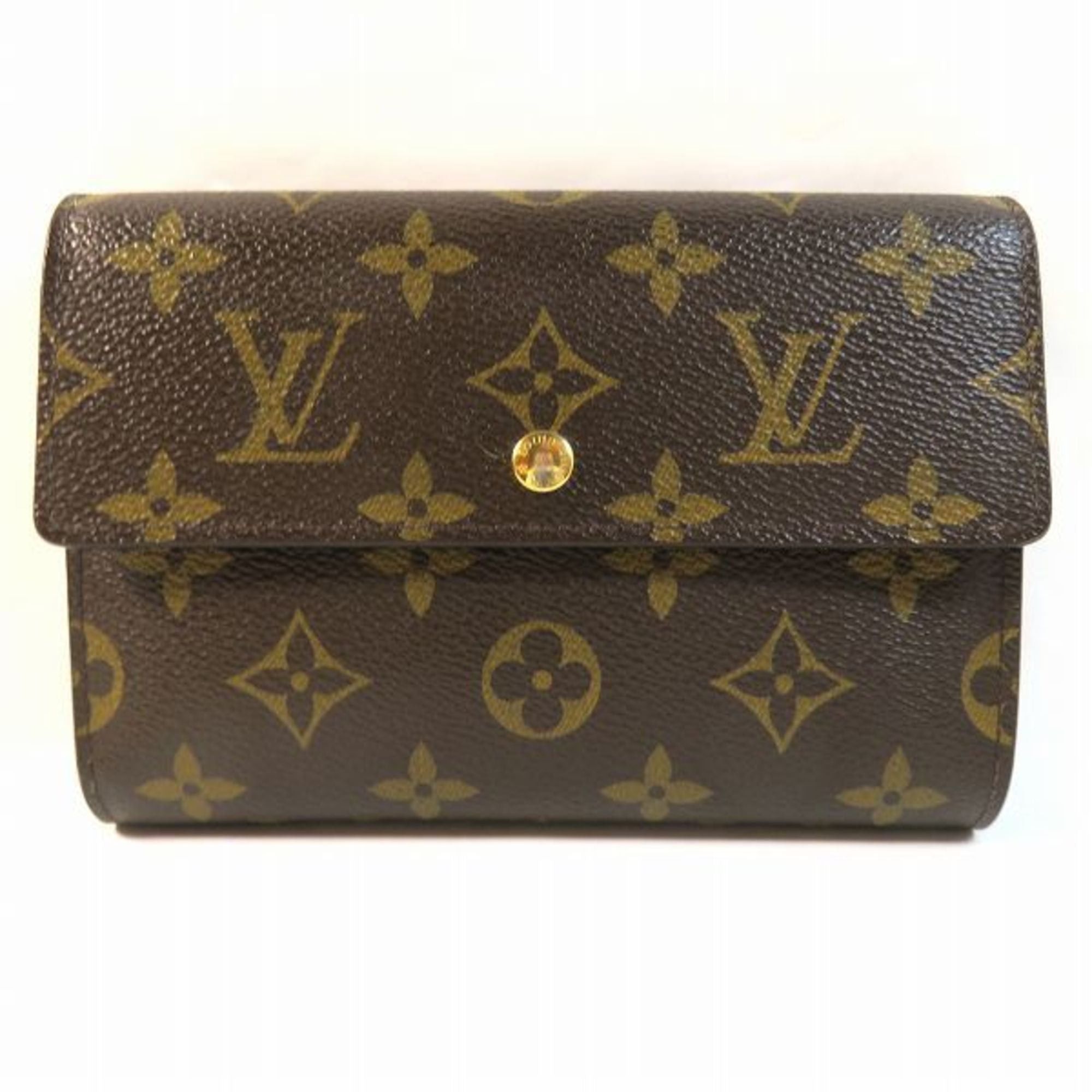 image of Louis Vuitton Monogram Porte Tresor Etuy Papier M61202 Wallet Trifold Unisex in Black, Women's