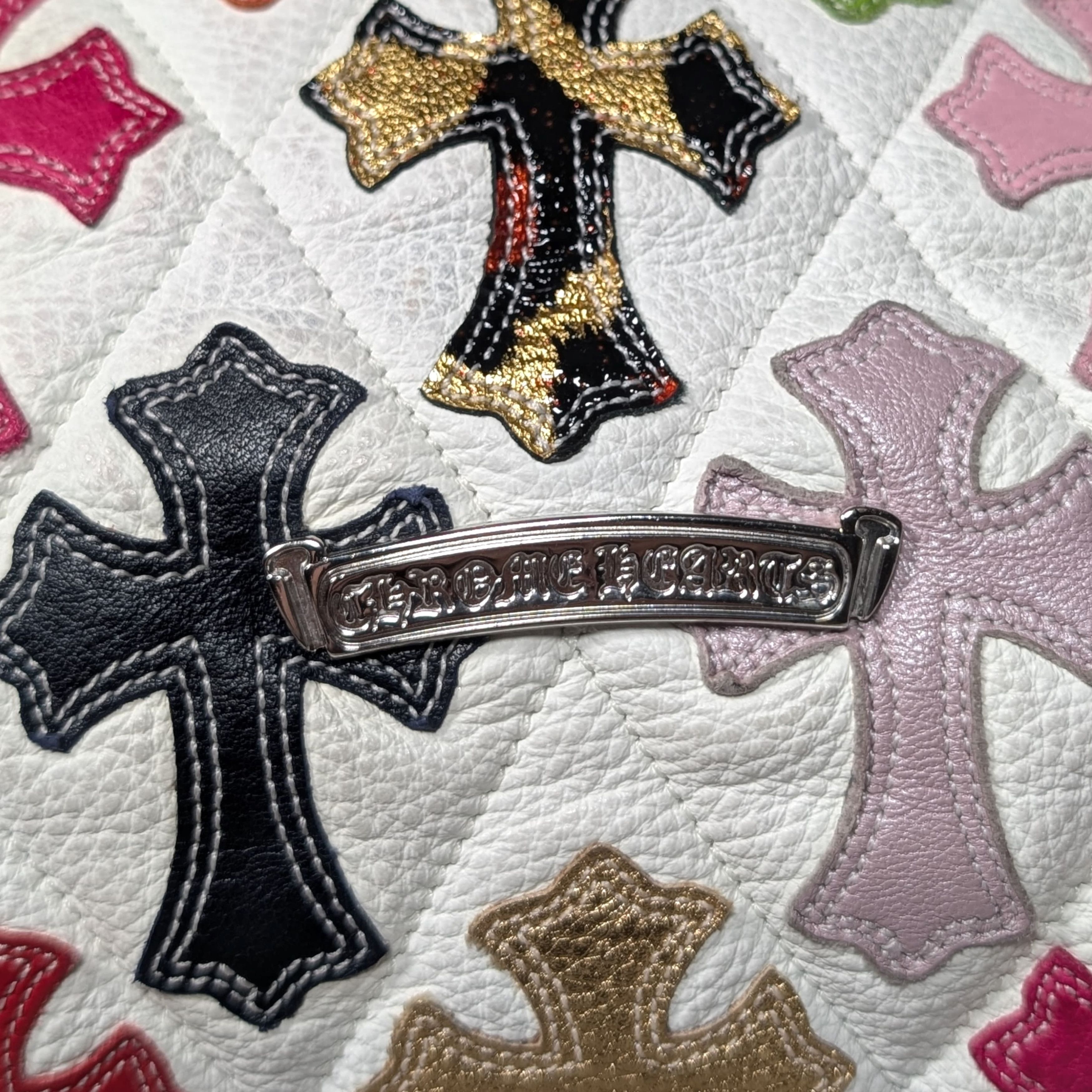 Chrome Hearts CH Multicolor Cross Patch Tote White Leather FS Tote Bag Size ONE SIZE - 4 Thumbnail