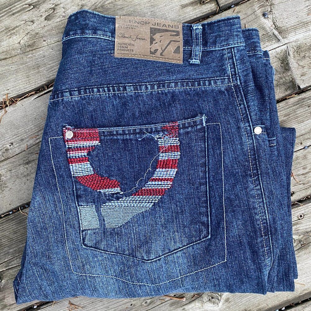 Clench × Japanese Brand × Vintage Vintage Y2K Clench Embroidered Jeans Size 38 Blue Size US 38 / EU 54 - 2 Thumbnail