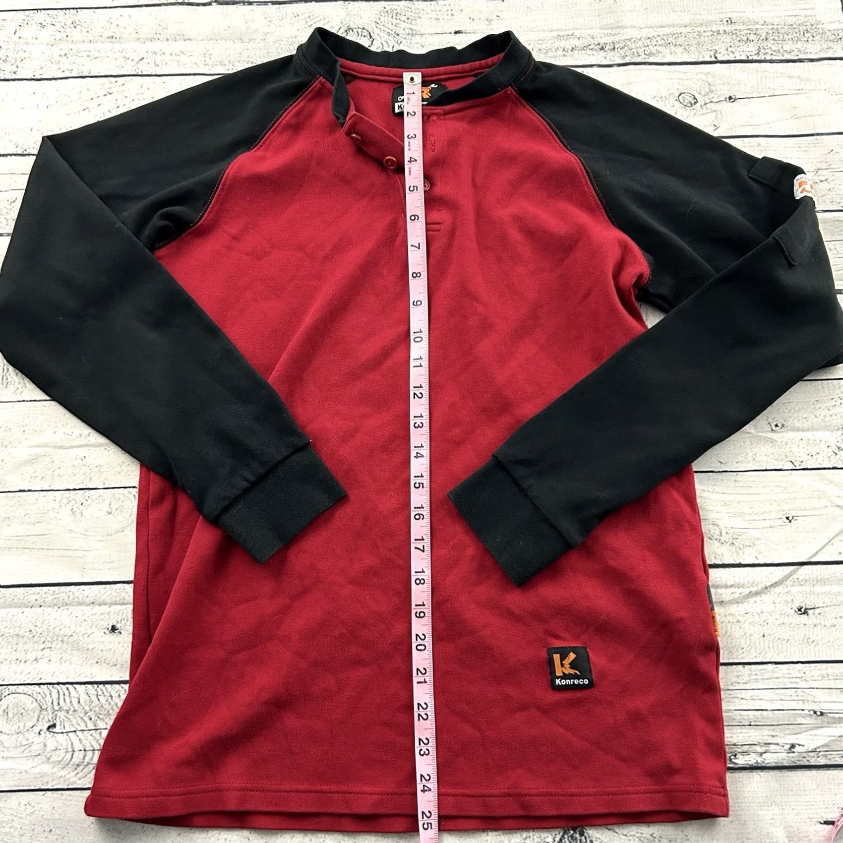 Vintage Konreco Fire Resistant Long Sleeve Button-Up Rugby Shirt Mens Small Red Black Size US S / EU 44-46 / 1 - 6 Thumbnail