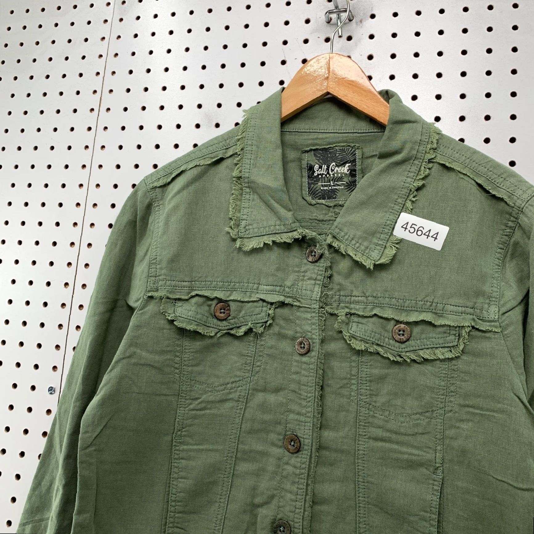 Vintage Salt Creek Linen Blend Jacket Womens Medium Green Military Distressed Style Size M / US 6-8 / IT 42-44 - 6 Thumbnail