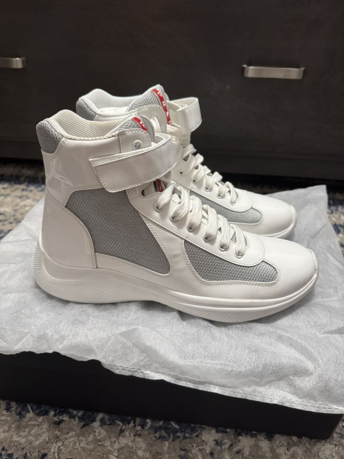 Prada Prada America’s Cup Patent Leather Hi-Top Sneakers Size US 9 / EU 42 - 2 Thumbnail