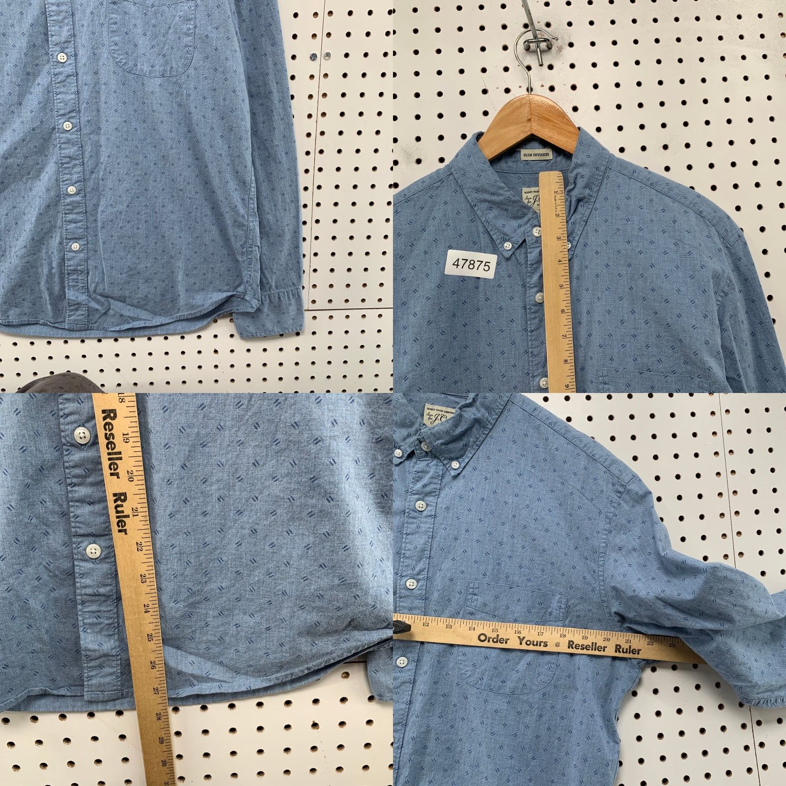 J.Crew J.CREW Button-Up Shirt Mens Large Blue Slim Untucked Secret Wash Short Stretch Blue Size US L / EU 52-54 / 3 - 8 Thumbnail