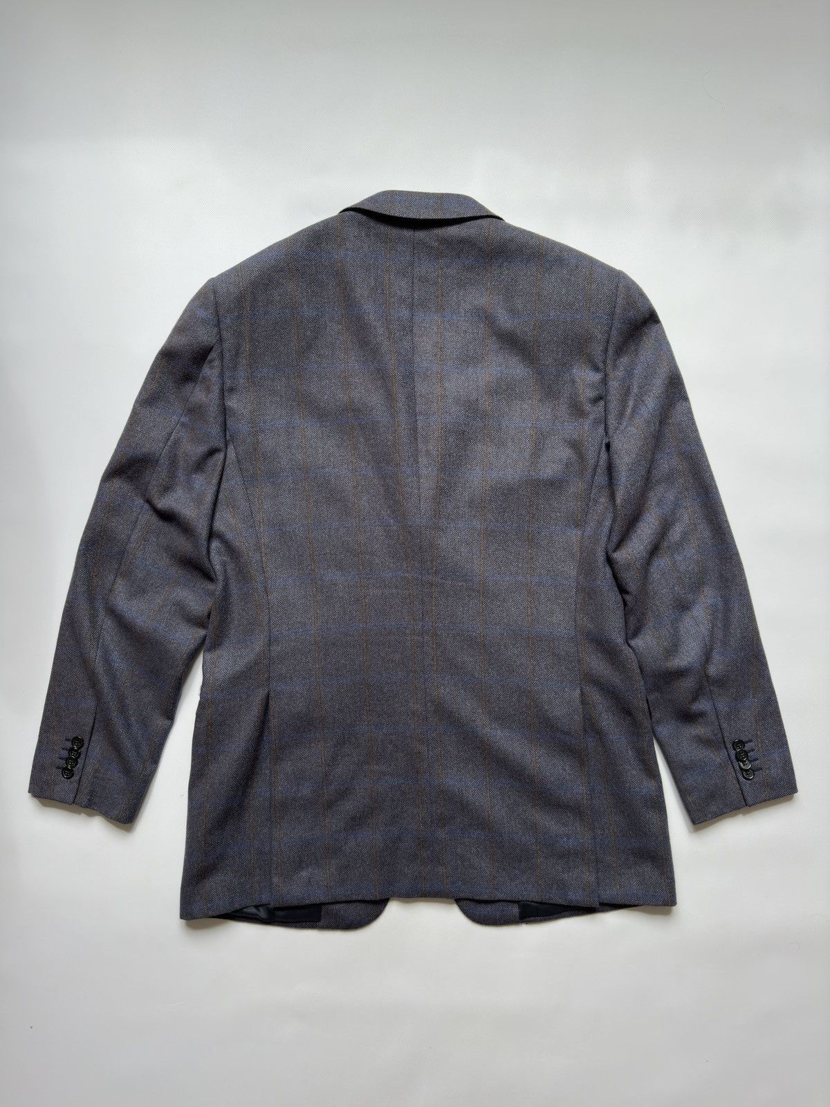 Ermenegildo Zegna Ermenegildo Zegna Mens 52 Blazer Jacket Check Tweed Blue Size 50L - 2 Thumbnail