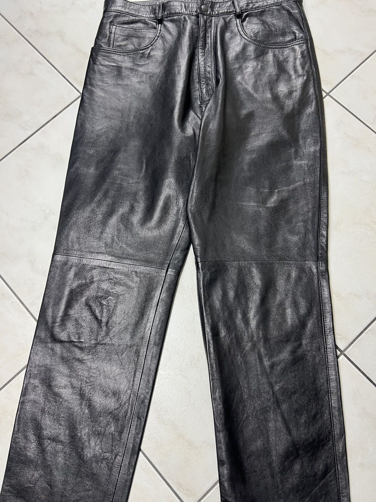 Genuine Leather Vintage genuine leather black opium casual pants trousers Size US 36 / EU 52 - 4 Thumbnail