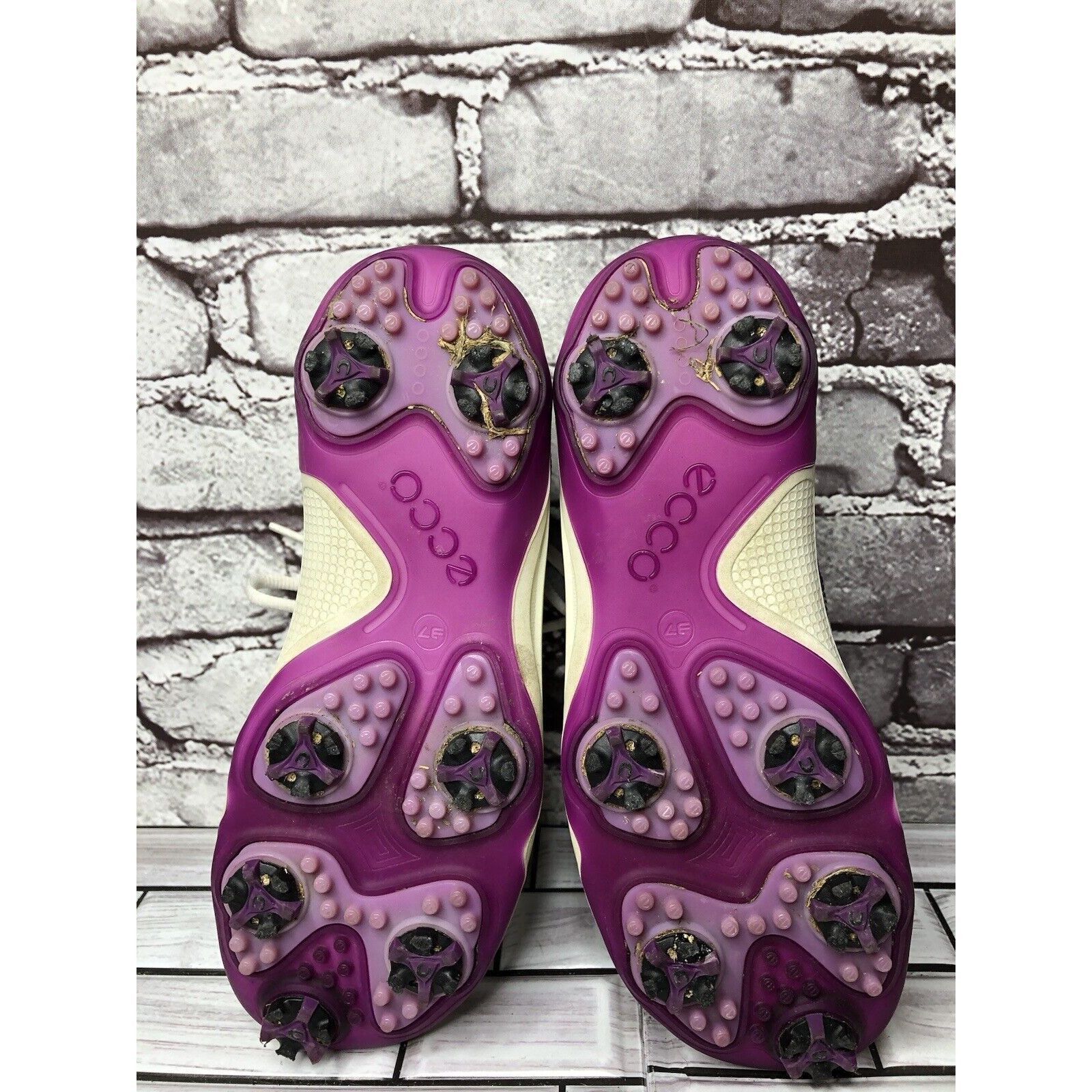 Ecco Ecco Gore Tex White Leather Black Purple Cleats Golf Shoes W Size US 6.5 / IT 36.5 - 6 Thumbnail
