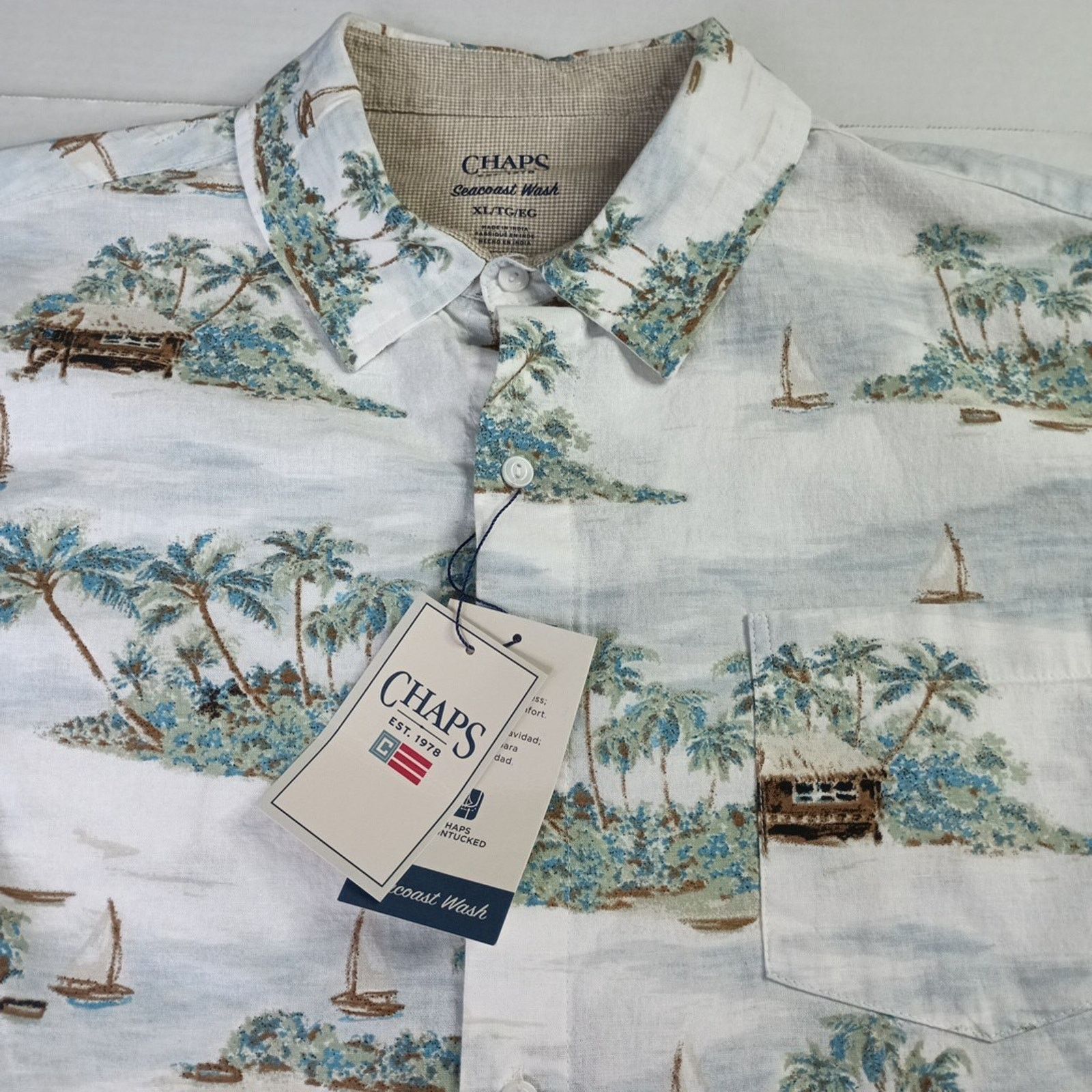 Chaps Chaps Seacoast Wash Linen Woven Shirt Men's XL Floral Print Size US XL / EU 56 / 4 - 2 Thumbnail