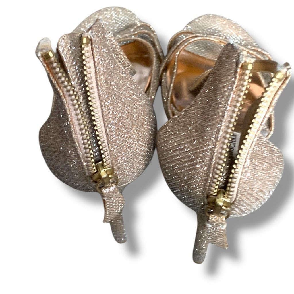 Badgley Mischka Badgley Mischka Gold Glitter Heels Size 9 Zip Back Strappy P Size US 9 / IT 39 - 11 Thumbnail