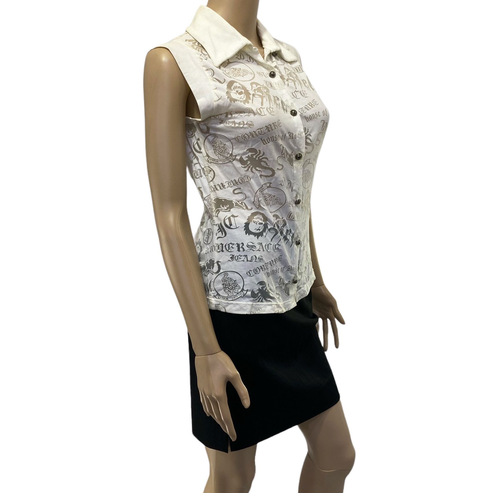 Versace Jeans Couture × Vintage Vintage White House Of Rock Tattoo Prints Button Up Top Size L / US 10 / IT 46 - 2 Thumbnail