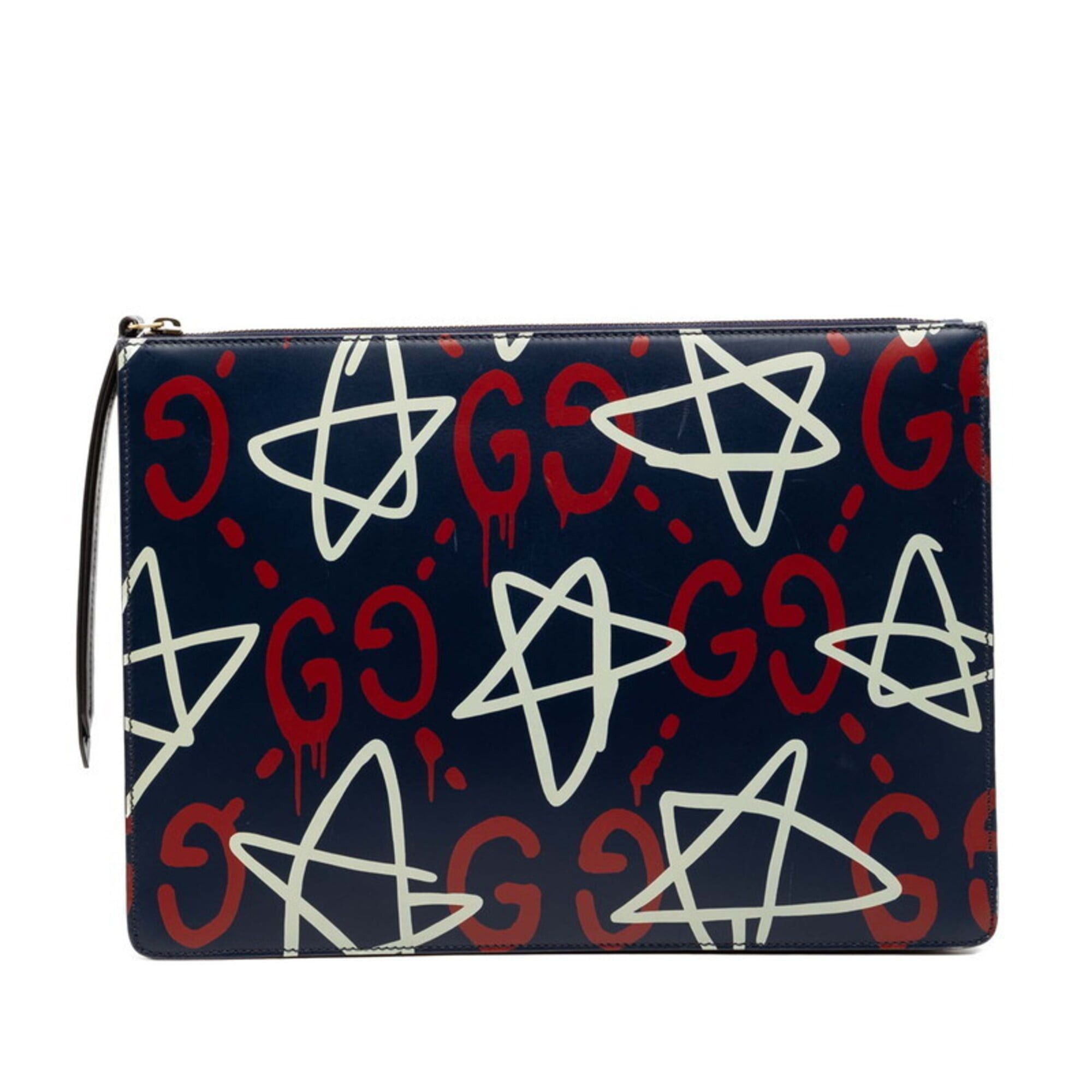 Gucci Gucci GG Ghost Clutch Bag, Second 433665, Navy Multicolor Leather, Women's, GUCCI Size ONE SIZE - 1 Thumbnail