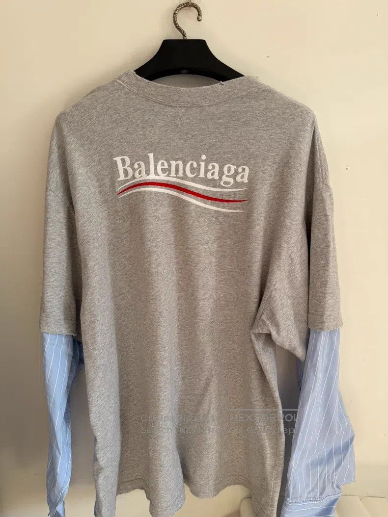 Balenciaga Balenciaga Gray Fake Two-Piece Long Sleeve T-Shirt Size US XXS / EU 40 - 2 Thumbnail