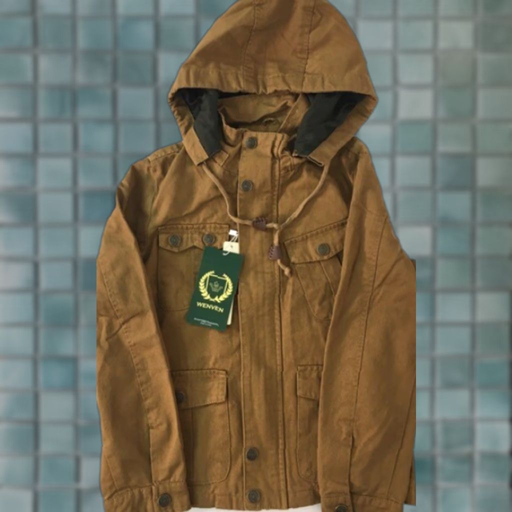 WenVen Boy's & Girl's Cotton Jacket Size Small(8) Removable Hood Brown NWT