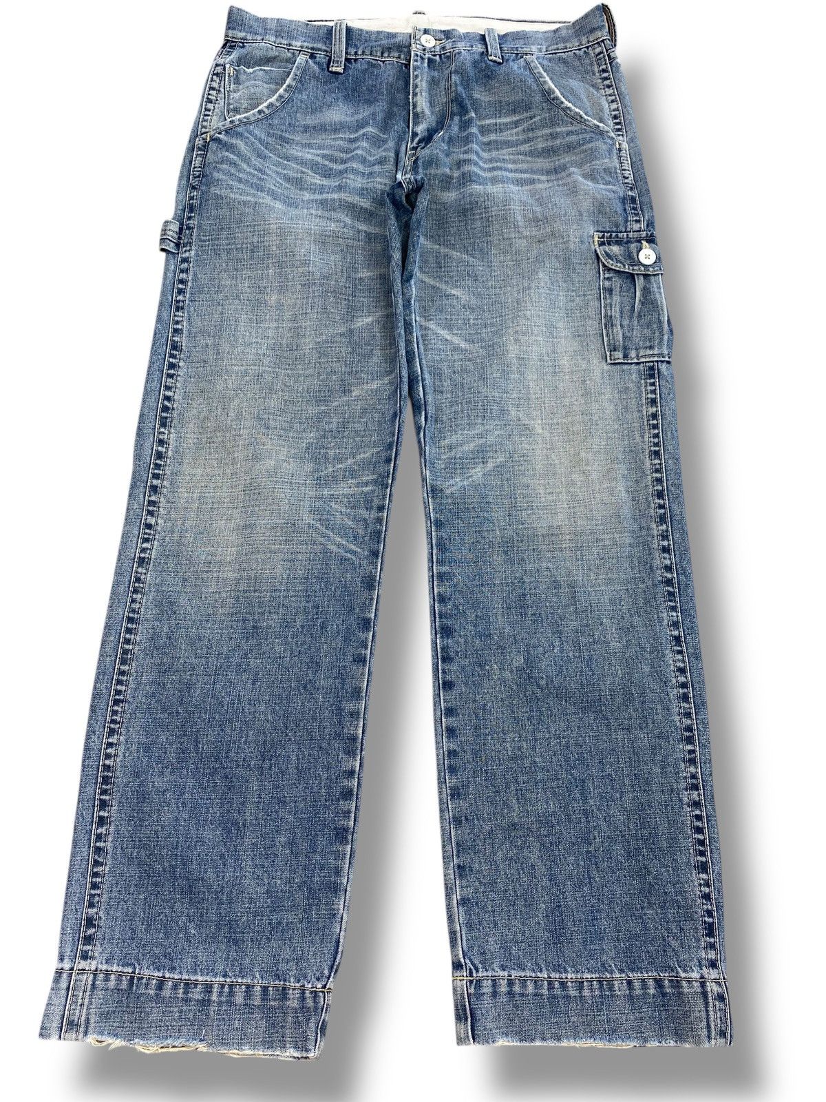Japanese Brand Japanese Brand Acid Blue Wash Back Carpenter Baggy Jeans Size US 34 / EU 50 - 1 Thumbnail
