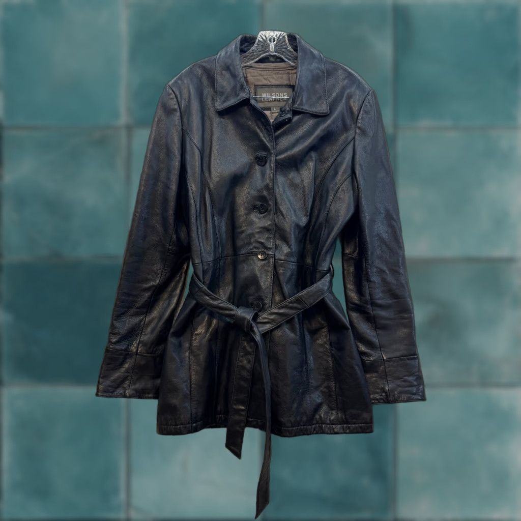 Vintage VINTAGE Wilson's Black Leather Jacket Large Womens Belted Lined 90s Y2K Leather Jacket Women's Large Belted Lined Black 90s Y2K Wilsons Leather Size L / US 10 / IT 46 - 1 Thumbnail