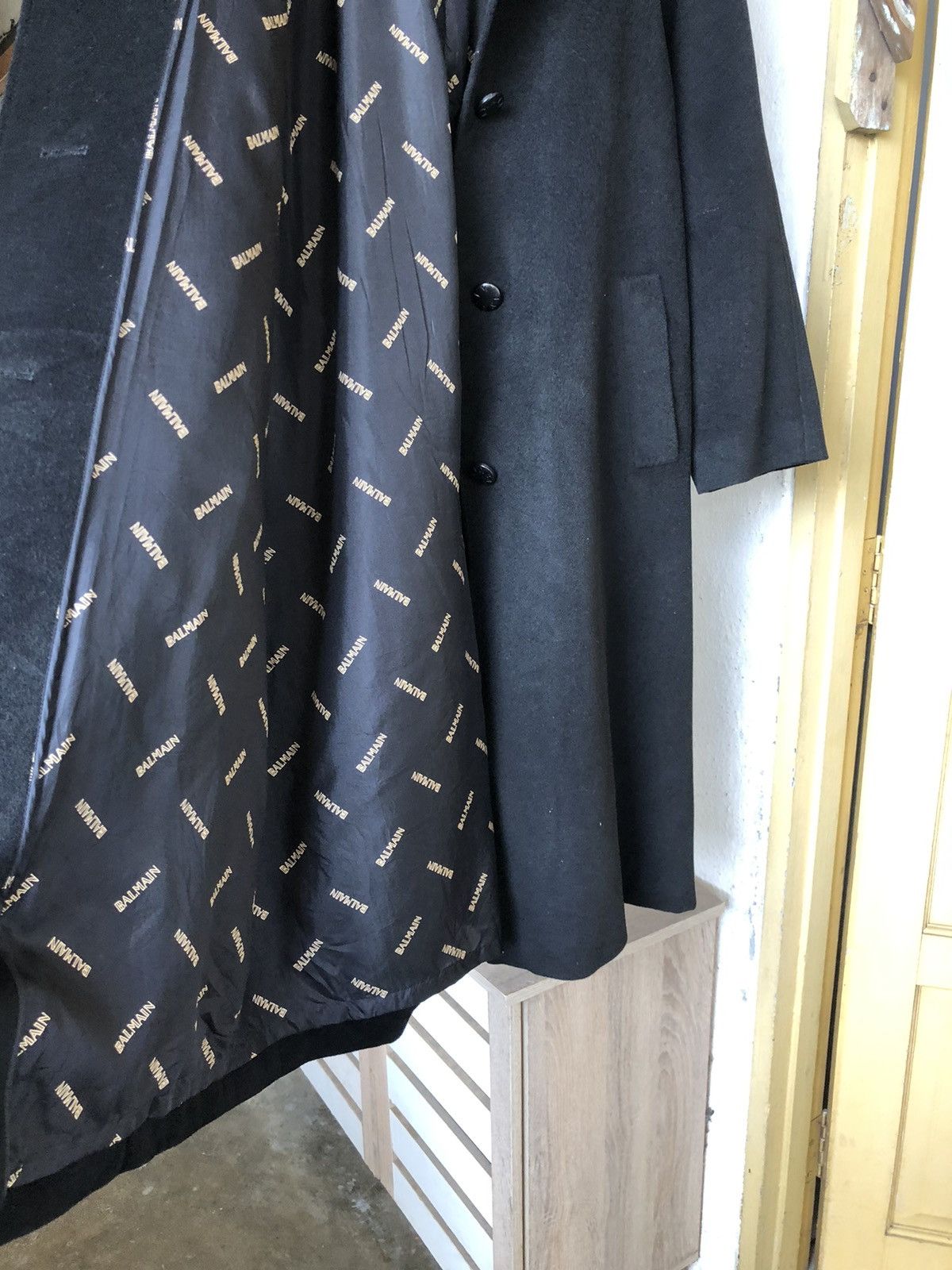 Balmain Authentic🔥 Balmain Cashmere Wool Long Coat Black Size L / US 10 / IT 46 - 7 Thumbnail