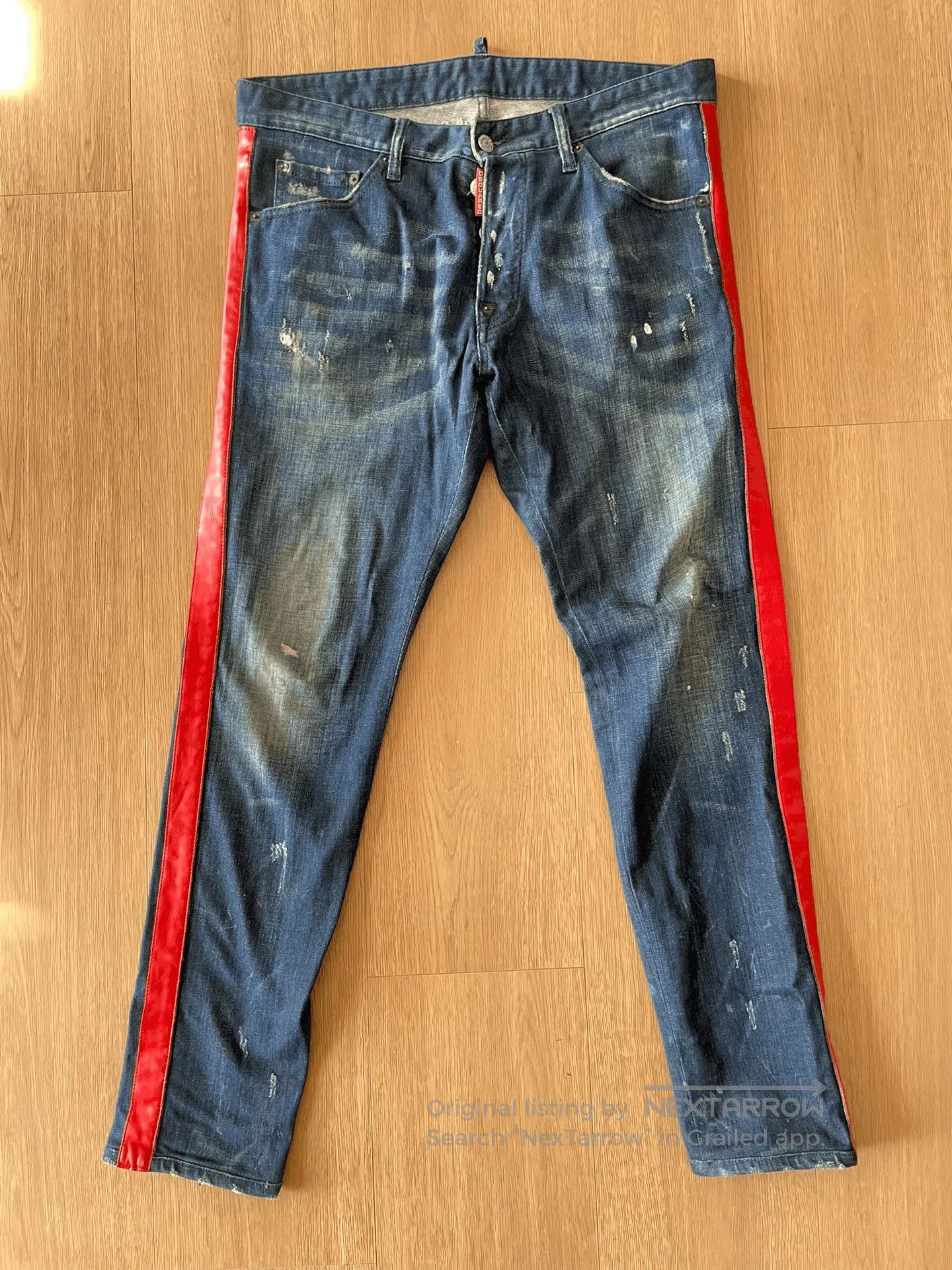 Dsquared2 Dsquared2 Red-Trimmed Denim Pants. Size US 34 / EU 50 - 1 Thumbnail