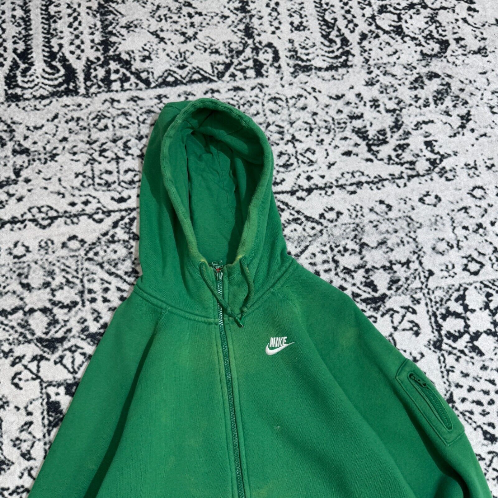 Nike × Vintage Vintage Nike Green Cotton Hoodie Zip Size S MA-1 Pocket Size US S / EU 44-46 / 1 - 5 Thumbnail