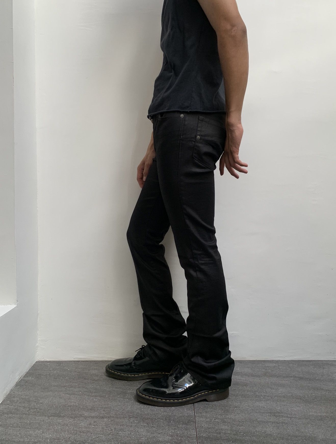 00s Tornado Mart Coated flare denim pant